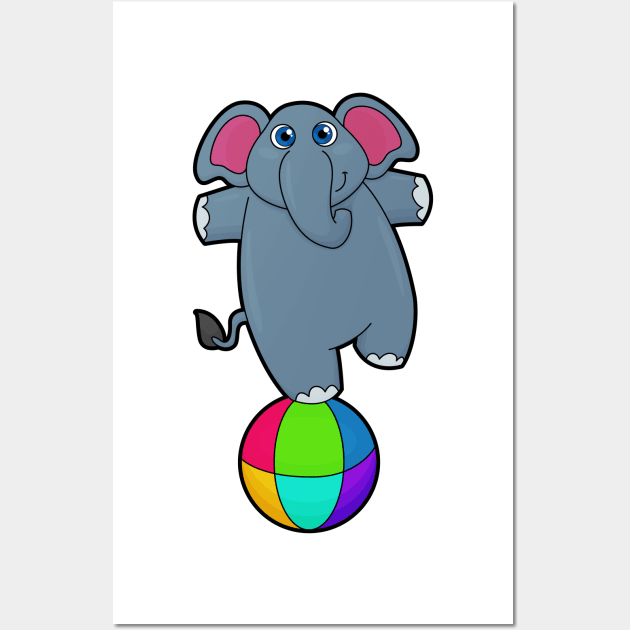 Elephant at Circus with Circus ball Wall Art by Markus Schnabel